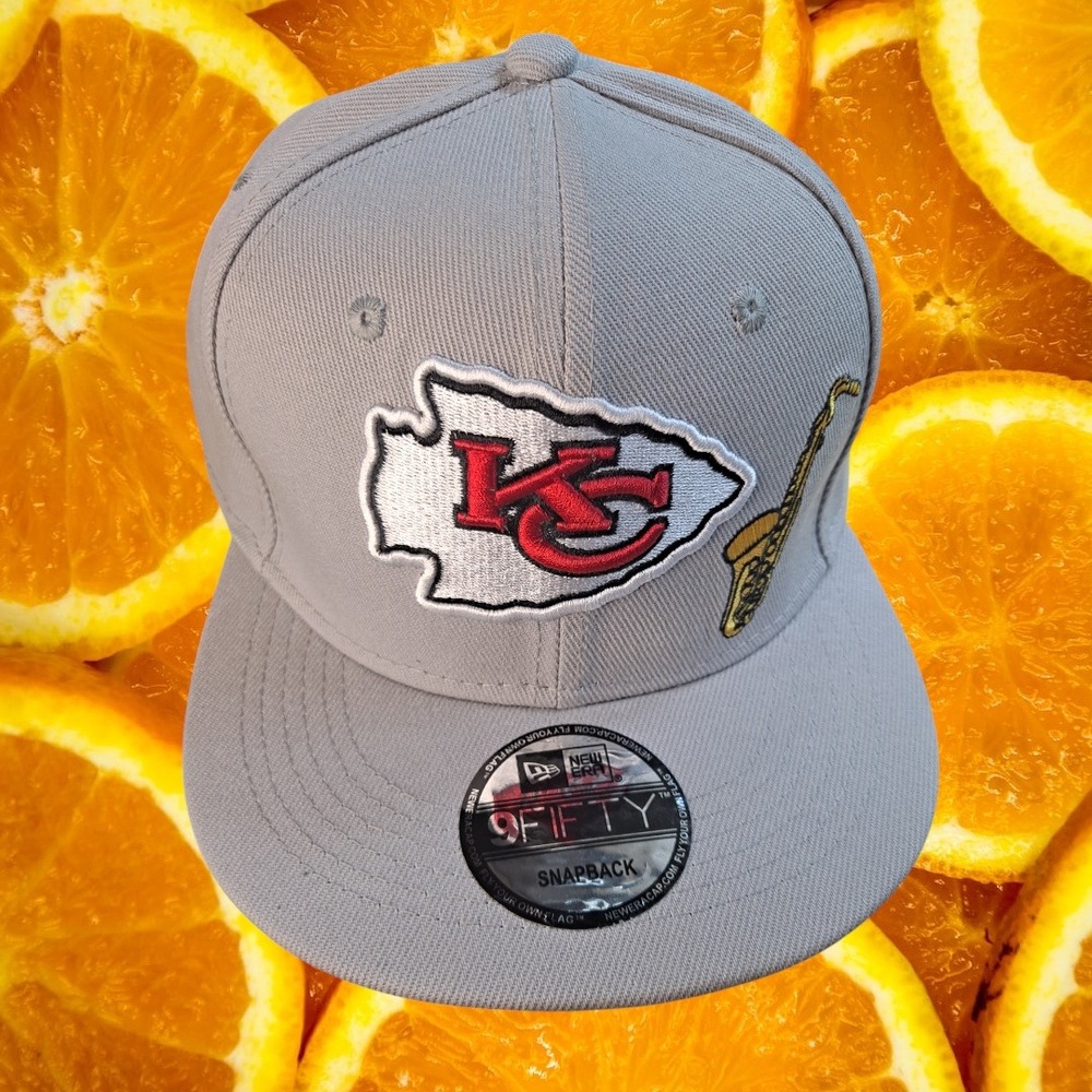 New Era Kansas City Chiefs NFL Gray 9FIFTY Snapback‎ Hat Saxophone Patch